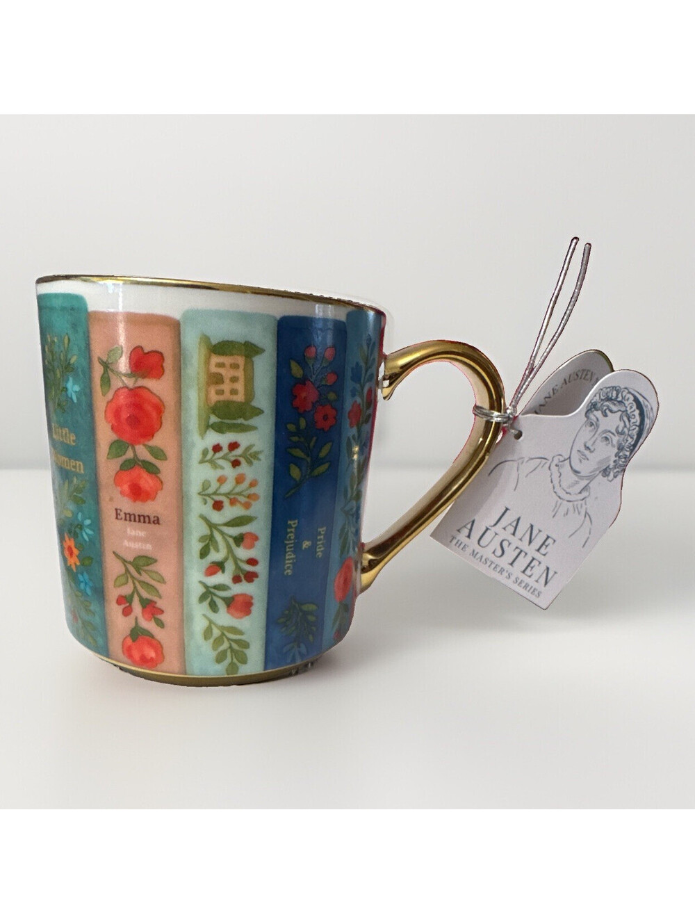 Viral Bookish enVogue Jane Austen Novels Porcelain Mug 14 oz - Gold Handle NWT